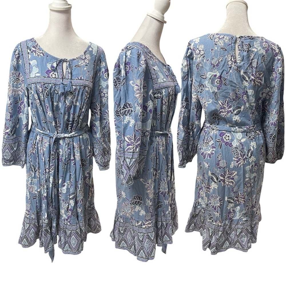 beachlunchlounge Multicolor Floral Print 3/4 Sleeve Knee Length Dress Size M